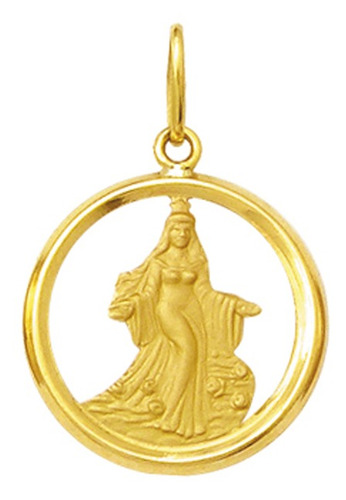 Pingente Medalha Religiosa Iemanjá Rainha Do Mar Em Ouro 18k