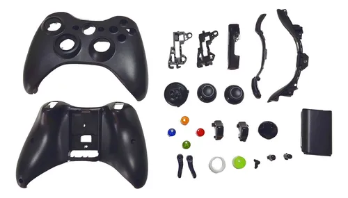 comprar Carcaça Compatível Com Controle De Xbox 360 Preta Com Botões