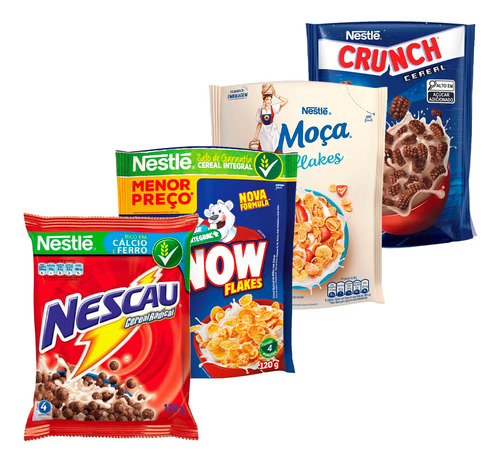 Kit Flakes Snow/ Moça/ Nescau/ Crunch 4x120g