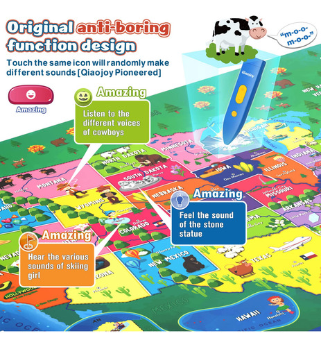 Mapa Bilingüe Interactivo Qiaojoy Para Niños Mapa De Ee.
