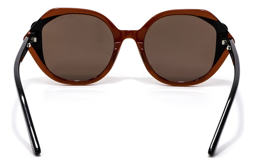 Lente Solar Cloe Para Mujer Forma Hexagonal Armazón Acetato Color Marrón Varilla Marrón Armazón Marrón