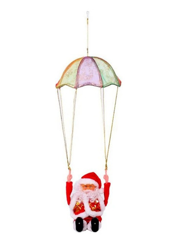 Muñeco Papa Noel Paracaidista Musical Giratorio Led 40x17 Cm