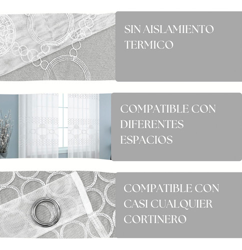 Cortina Blanca Translúcida Bordada 230x135 Cm 1 Pza Blanco