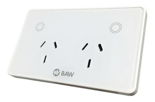 Enchufe Inteligente Embutir Doble Baw C/ Interruptor Wifi Color Blanco