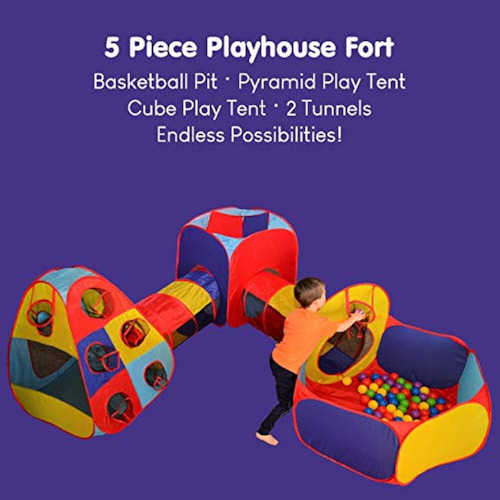 Tienda De Campaña Para Niños Con Tunel Y Aro De Baloncesto Multicolor