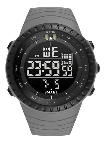 Relógio de pulso digital Smael 1237 com corria de resina cor cinza - fondo preto