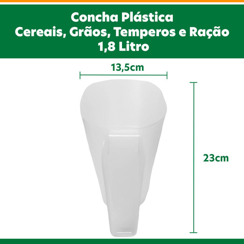 Concha Plástica P/ Cereais, Grãos, Temperos, Ração 1,8 Litro
