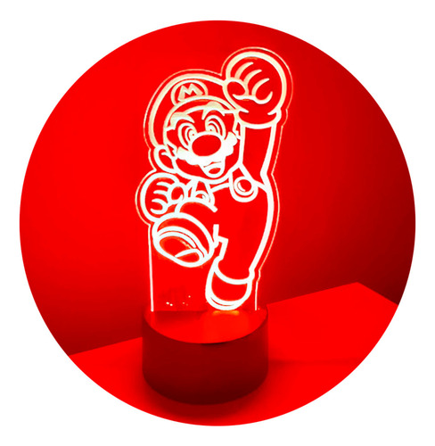 Lámpara Acrílico Led Velador Luz 3d Multicolor  Mario B