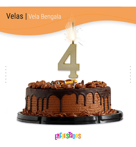 Vela Bengala Numero Chispas Plateadas Torta Cumpleaños Num 4