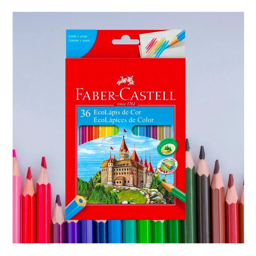 Lápis De Cor Faber Castell Ecolápis Ponta Max 36 Cores 