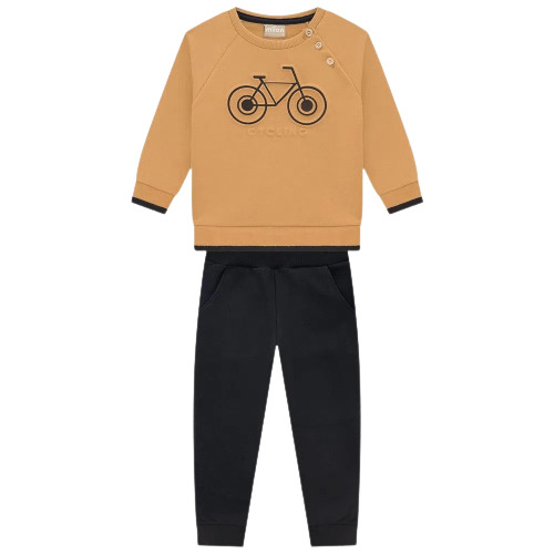 Roupa Infantil Moletom Blusa E Calça Bicicleta Milon Quente