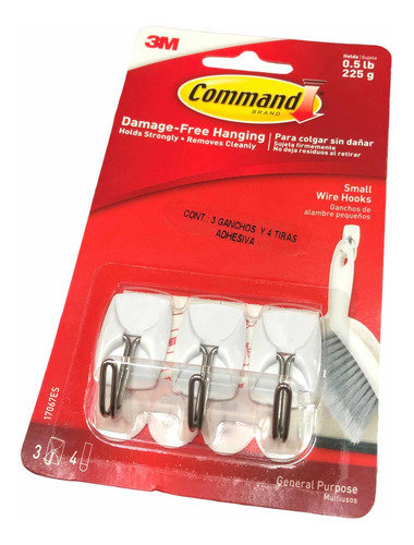 Set 3x Ganchos De Alambre 3m Command Para Colgar Utensilios