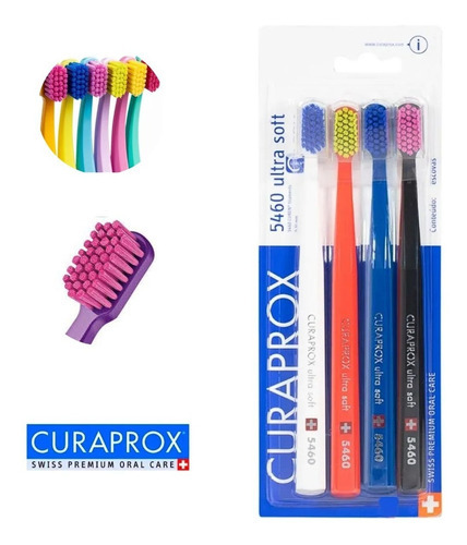 Escova Curaprox Dental 5460 Ultra Soft C/4 Unidades Sortidas