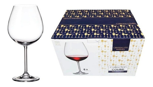Imagen 4 de 7 de Copa Copon Vino Cristal Bohemia Colibrí 650ml Set X 12