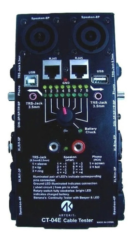 Tester P/ Cables De Audio Rj45 Usb Rca Plug Xrl Speakon Jack