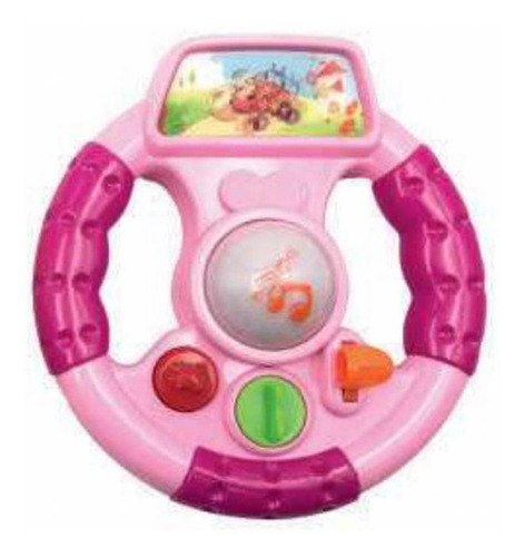 Brinquedo Para Bebe Volante Musical Com Luz E Som Rosa