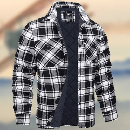 Chamarra A Cuadros Con Forro Polar Para Hombre