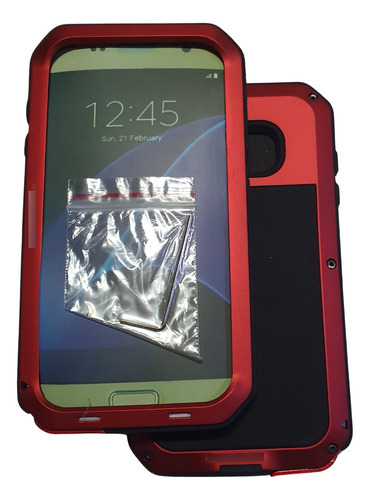 Case Galaxy S7 Edge Metálico Rojo 360 Con Tornillos 3 Partes