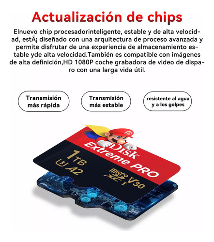 Tarjeta de Memoria Bluemos Micro Sd De 1tb Para Nintendo Switch 4k Tarjeta De Memoria Extreme Extreme Plus con Adaptador Sd De Se Incluye Qi De Adaptación Usb