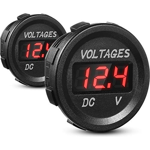 2 Piezas De Voltímetro Digital Prueba De Agua De 12v D...