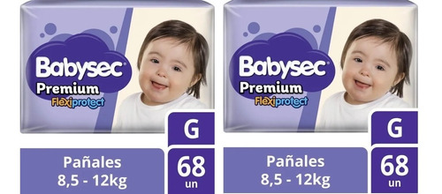 Pack 2 Paq De Pañales Bebé Babysec Premium (68 C/u)136 Un G 