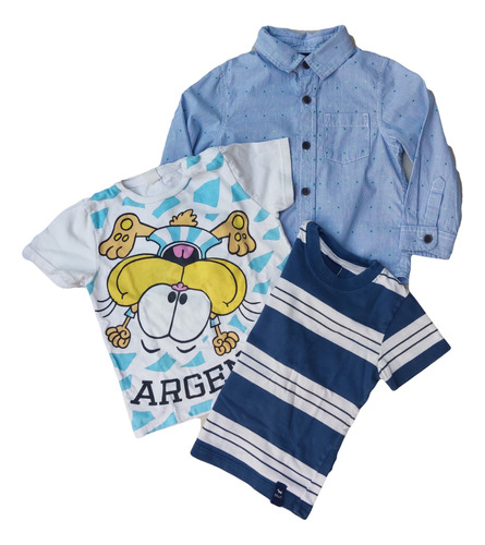 Combo Remeras + Camisa Importada Talle 2 Bebe Impecable