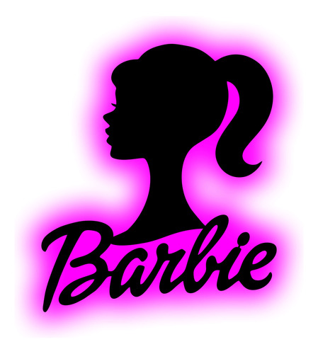 Cuadro Retroiluminado Led  Barbie Silueta Con Nombre Barbie