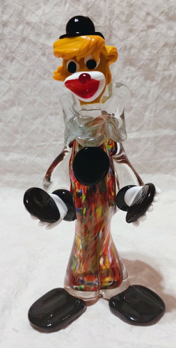 Payaso Cristal Murano Multicolor Impecable Estado 22 Cm