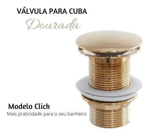 Valvula Para Cuba / Tanque Click Up Dourada 1 1/4