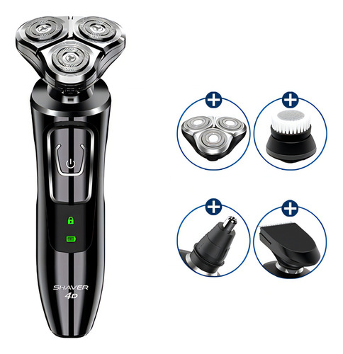 Barbeador Elétrico Masculino 3 Em 1 Com Três Lâminas Cor Preto