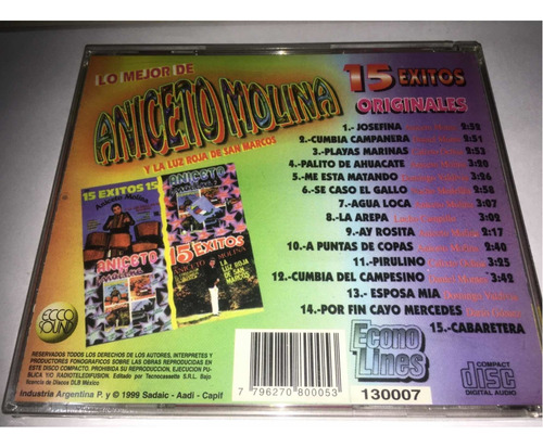 Aniceto Molina 15 Éxitos Originales Cd Nuevo Cerrado