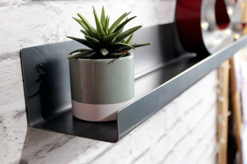 Repisa De Lamina Flotante Minimalista Vintag Industrial 70cm Color Negro Mate