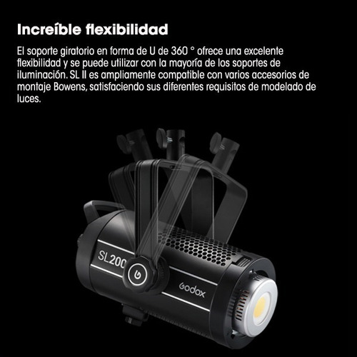 Led de luz led Godox SL200II color blanca fría con estructura Negro 127V