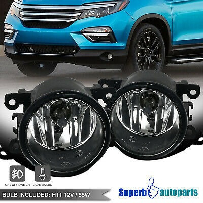 Fits 2016-2018 Honda Pilot Bumper Fog Lights Black Bezel Spa