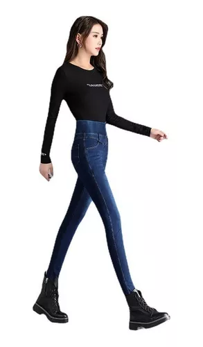 Jeans Ajustados De Cintura Alta Para Mujer Talla Grande