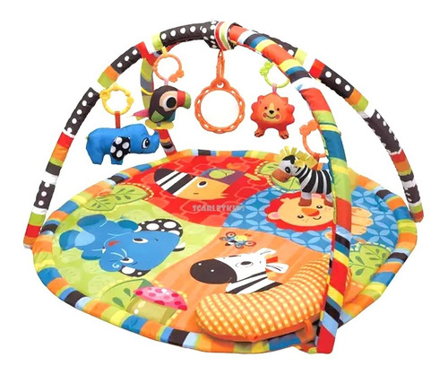 Alfombra Gimnasio Bebe 5 Sonajeros Manta De Juego Scarlet