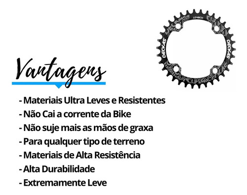 Coroa Unica Deckas, angosta, ancha, individual, Bcd 104, bicicleta de montaña Xco