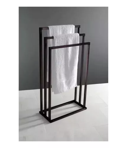  Toallero de pie para toallero, soporte de barra de toalla de  metal de 3 niveles, soporte de toalla de pie negro para baño, toallero de  piso, valet al aire libre para