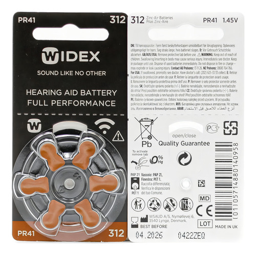 Widex Caja De 60 Pilas 312 Para Auxiliares Auditivos