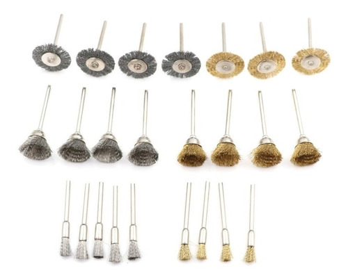 Kit Cepillos Acero Bronce Verticales Copa 24 Piezas Dremel