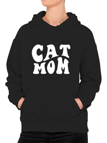 Poleron Estampado Cat Mom Gato Gatito Mama Frase  Moda Mujer Madre