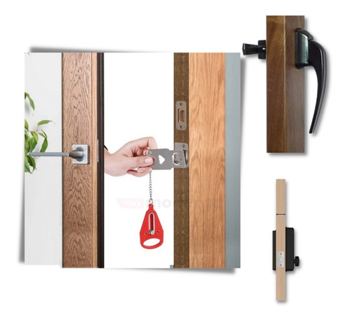 Imagen 5 de 7 de Cerradura Tranca Puertas Portátil Para Hogar Viajes Hotel M®