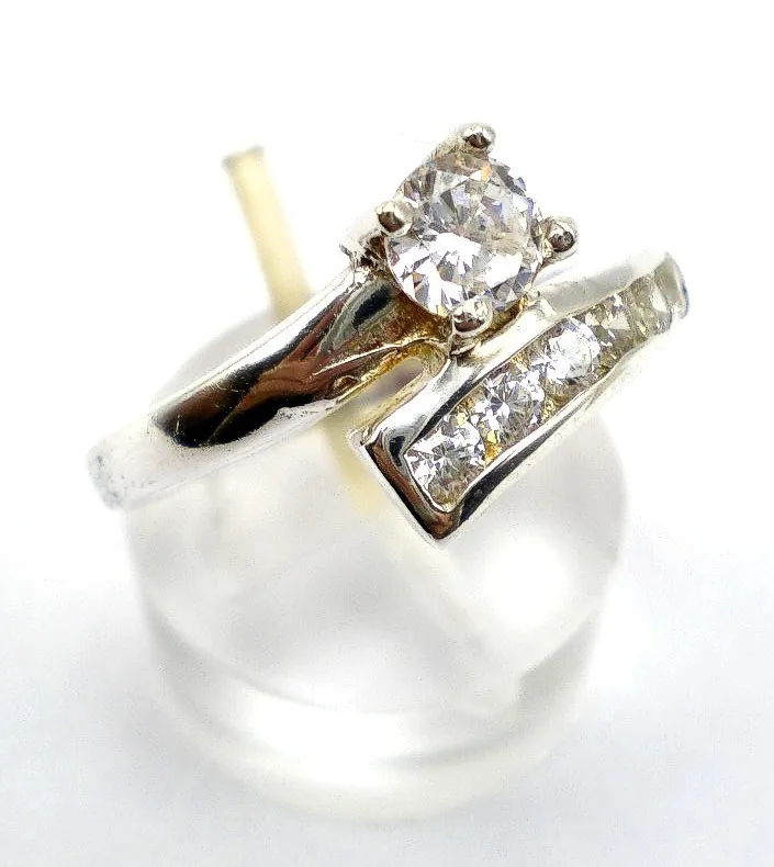 Anillo Plata 925 Y Zafiros Blancos