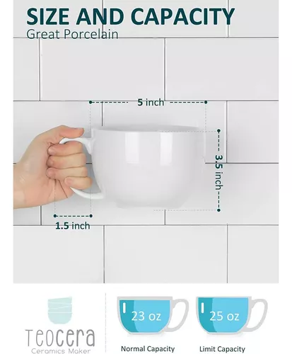 Teocera Juego de 4 tazas de café grandes de porcelana tazas