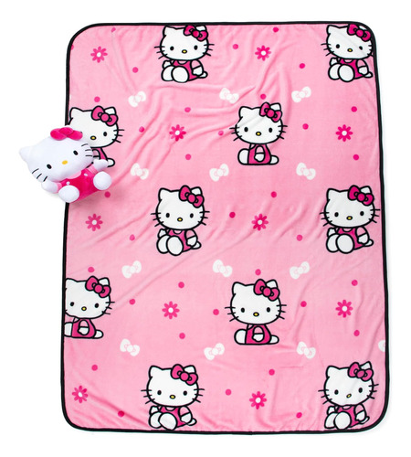 Hello Kitty Hello Girly Mini Pillow Buddy Y Juego De Manta D