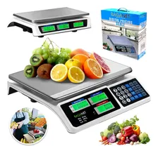 Báscula Digital 40 Kg Comercial Pantalla Lcd Función Tara Blanco