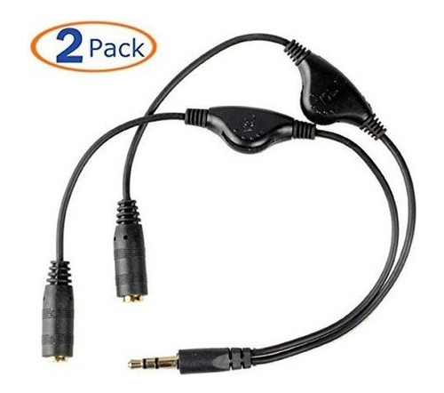Conwork 2-pack 3.5mm Stereo Male A Dual Female Audio Auricul