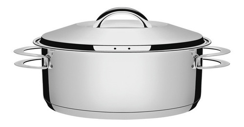 Imagem 1 de 5 de Caçarola Tramontina Solar Rasa Inox Fundo Triplo 28 Cm 7,1 L