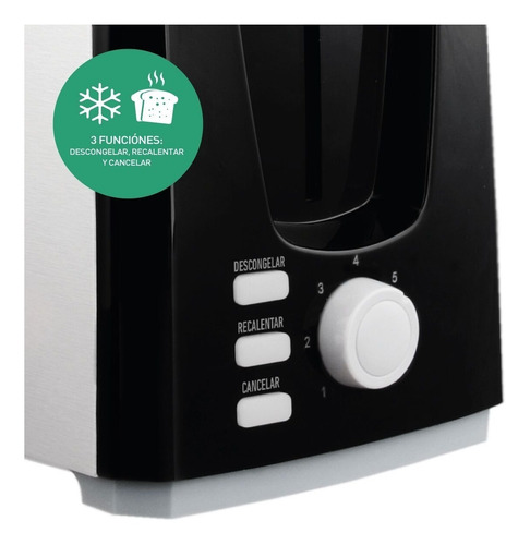 Imagen 3 de 7 de Tostadora Electrica Peabody Pe-t1305 2 Panes 7 Niveles Tosta