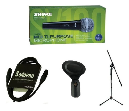 Microfono Shure Sv100 Paquete Con Base Y Cable De Regalo